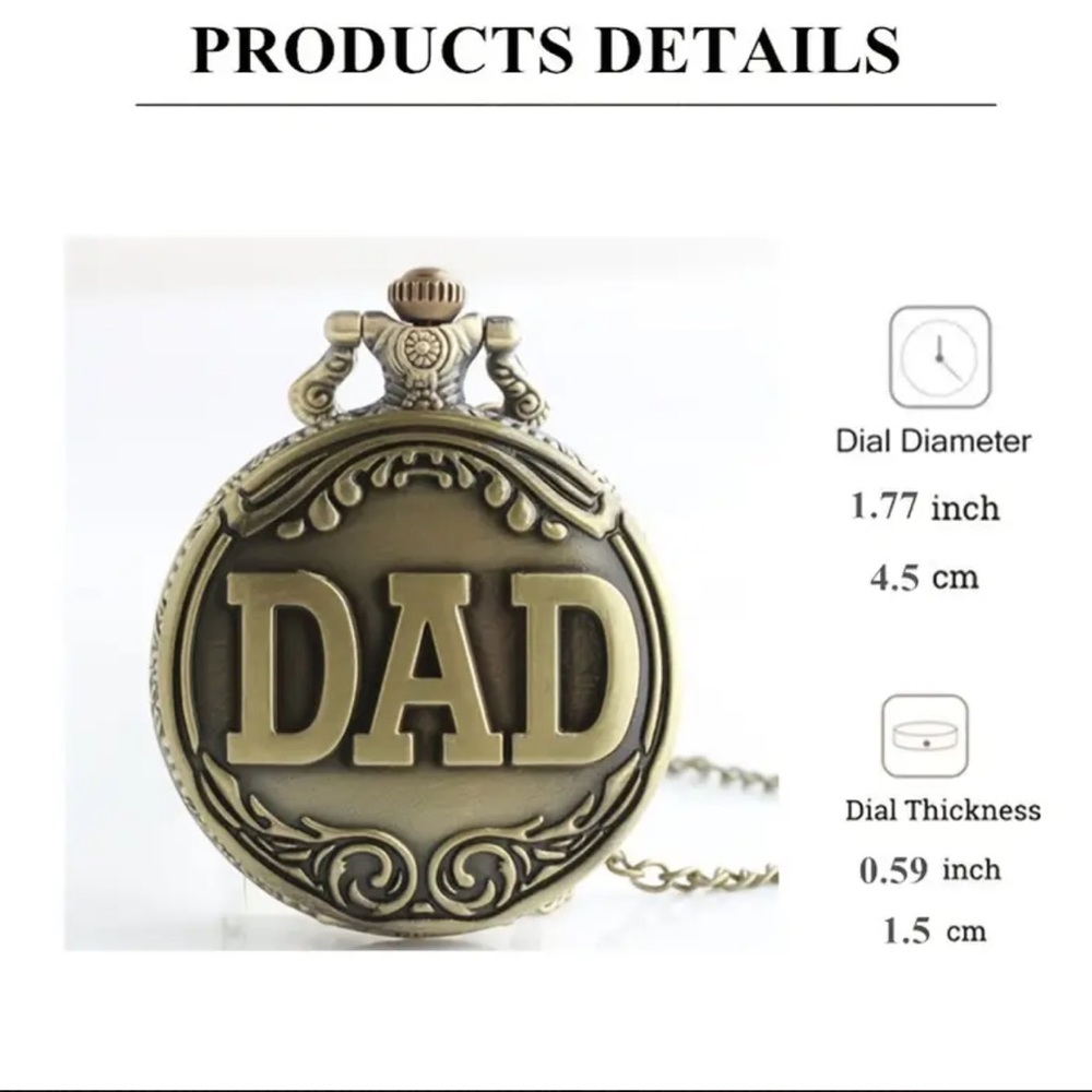 Antique Looking Bronze Pocket Watch for Dad - Picture 3 of 8